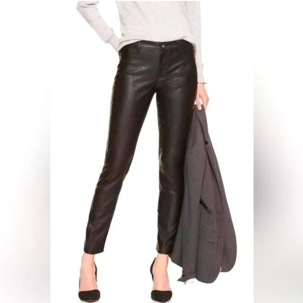 Y2K Banana Republic Chocolate Brown Vegan Leather Pants Sz 29 NWT